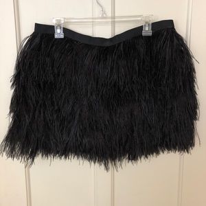 Haute Hippie Black Rooster Feather Mini Skirt